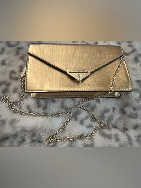 Michael Kors Metallic Gold Envelope Clutch with Chain